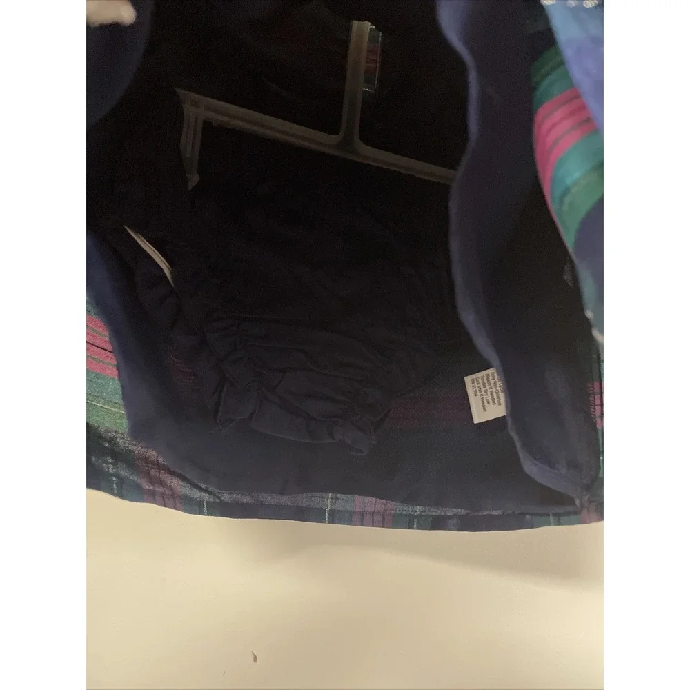 NWT Crown & Ivy Girls Pink & Blue Plaid‎ Bow Lined Dress 12 Mos SI19